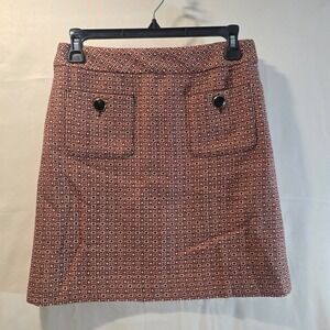 Ann Taylor Loft Tweed Mini Skirt Women's Size 4 Red Black Geometric A-Line
